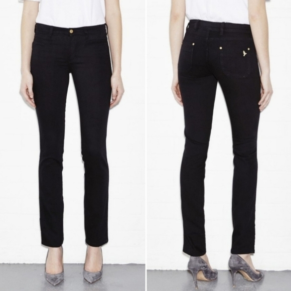 Nwt Anthropologie Black MIH the Oslo 5 pocket Jeans mid rise long slim leg 25 - Picture 1 of 14